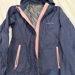 Vineyard Vines Women's Blue and Pink Rain Jacket (Waterproof)